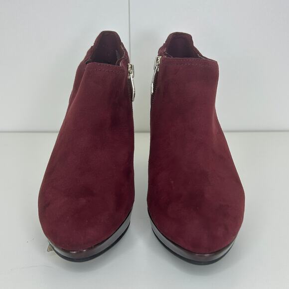 Liz Claiborne Women’s Burgundy Suede Ankle Booties – Size 5M, Block Heel Zip - Picture 1 of 11